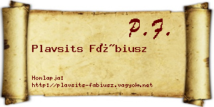 Plavsits Fábiusz névjegykártya